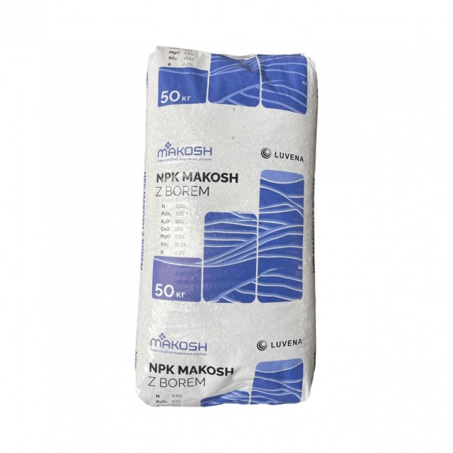 Нітромафоска NPK Макош 3,5-10-18 + 4Ca, 2,5Mg, 15,5S + B 50кг 